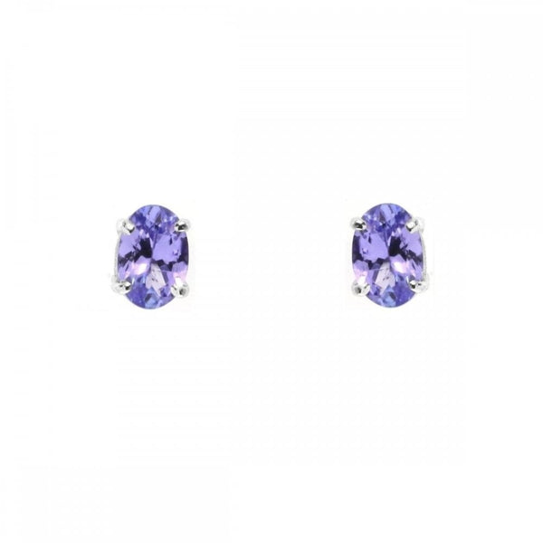 9ct white gold 6mm x 4mm oval tanzanite stud earrings