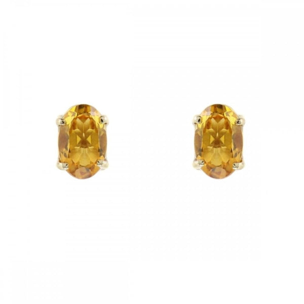 9ct yellow gold 6mm x 4mm citrine stud earrings