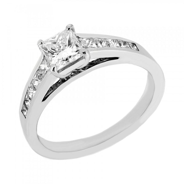 Preowned 18ct white gold 0.50ct princess cut diamond ring