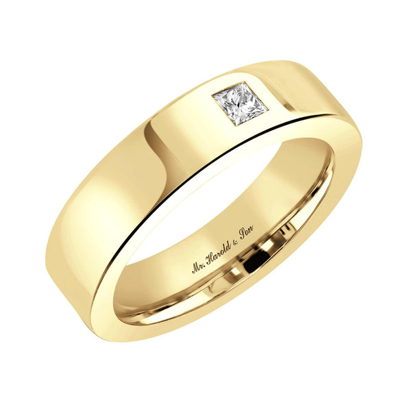 18ct yellow gold 6.0mm 0.20ct diamond extra heavy court ring