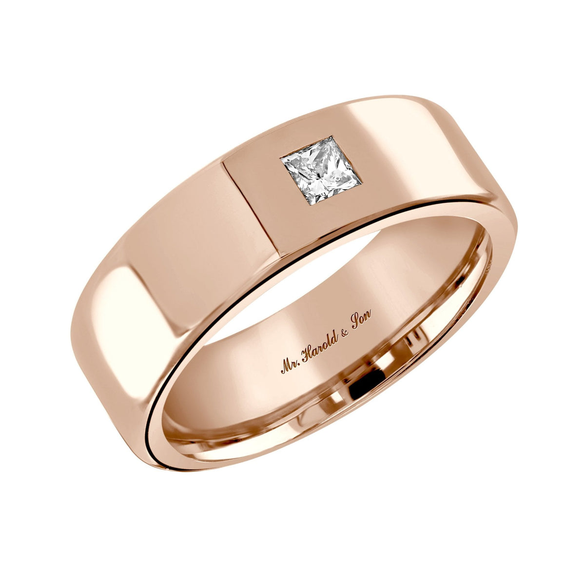 18ct rose gold 8.0mm 0.30ct diamond extra heavy court ring