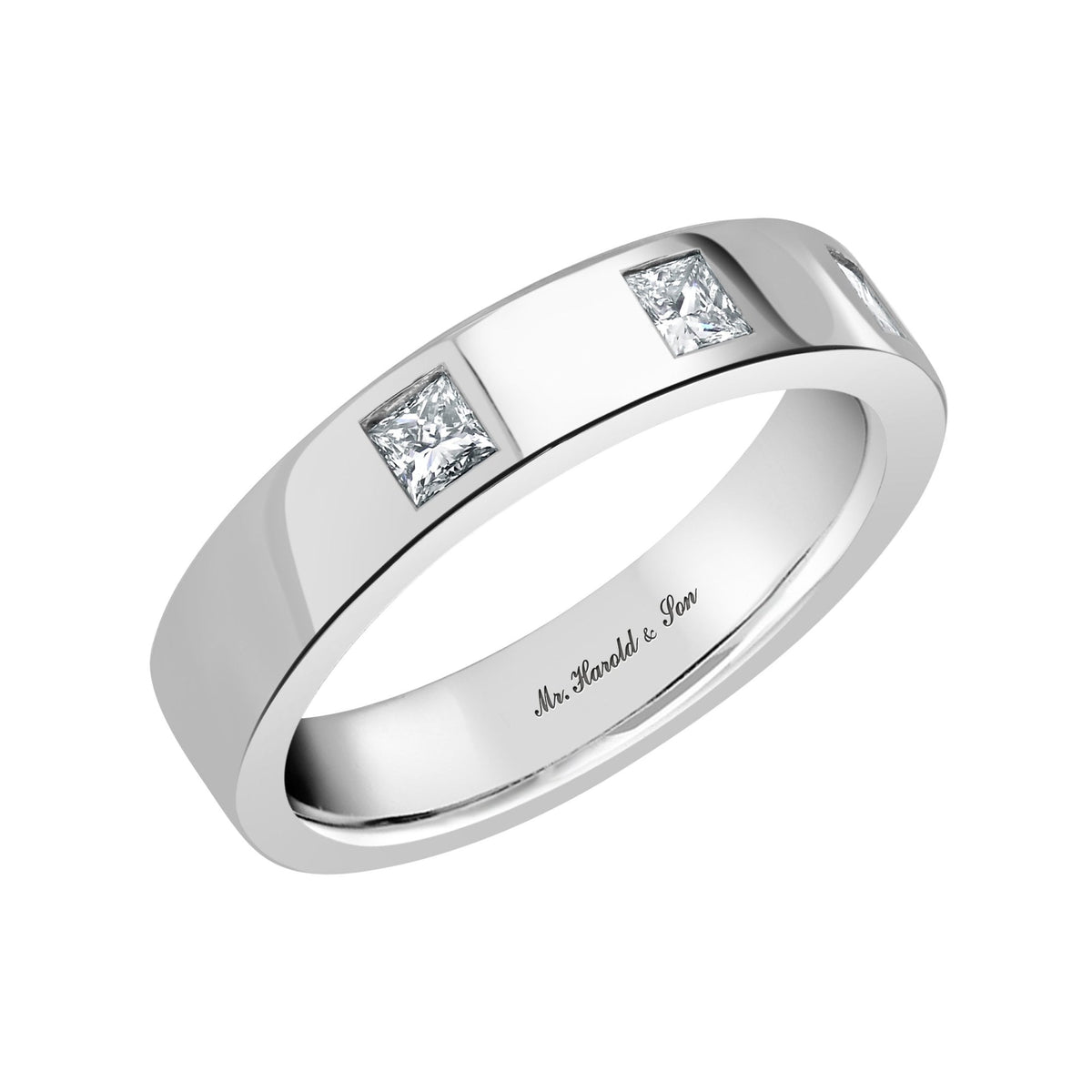 Platinum 5.0mm 0.45ct diamond flat extra heavy weight court ring