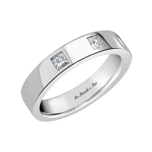 Platinum 5.0mm 0.45ct diamond flat extra heavy weight court ring