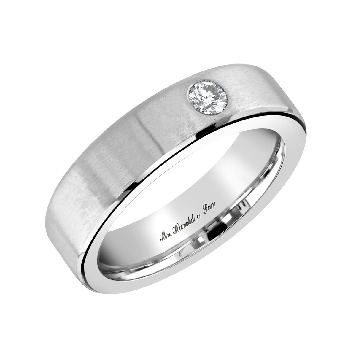 Platinum 6.0mm 0.20ct diamond flat extra heavy weight court ring