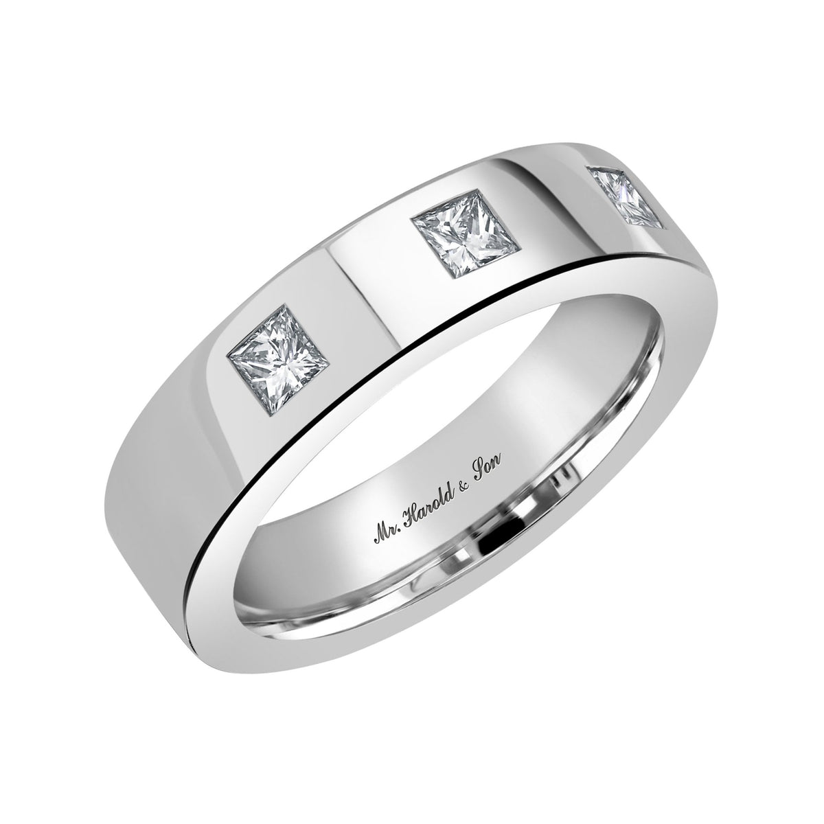 Platinum 6.0mm 0.60ct diamond flat extra heavy weight court ring
