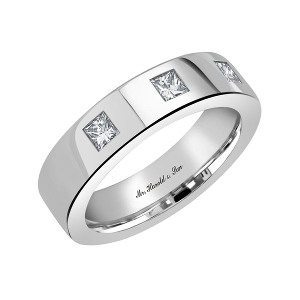 Platinum 6.0mm 0.60ct diamond flat extra heavy weight court ring