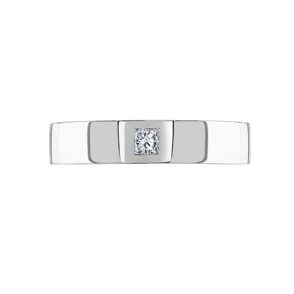 Platinum 5.0mm 0.15ct diamond flat extra heavy weight court ring
