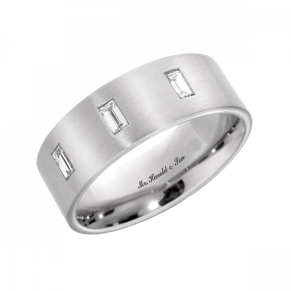 Palladium 8.0mm 0.30ct diamond set satin wedding ring
