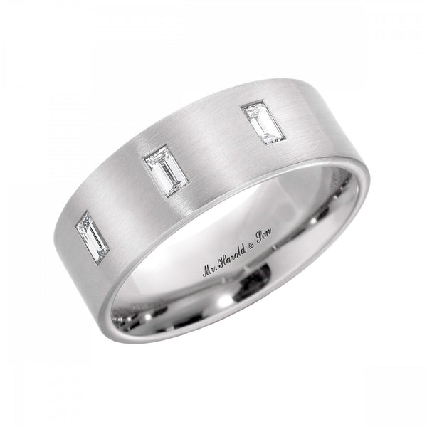Palladium 8.0mm 0.30ct diamond set satin wedding ring