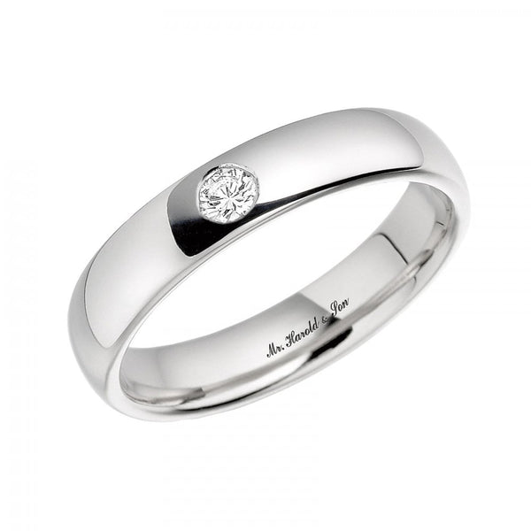 Platinum 3.0mm 0.03ct round diamond set court wedding ring
