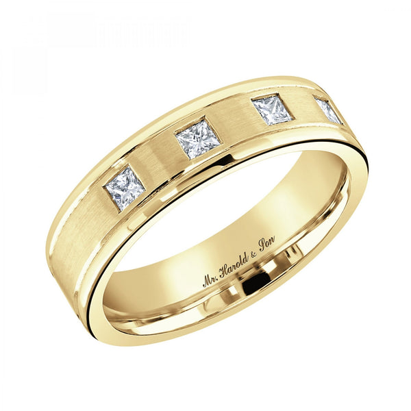 18ct yellow gold 6.0mm 0.32ct diamond set court wedding ring
