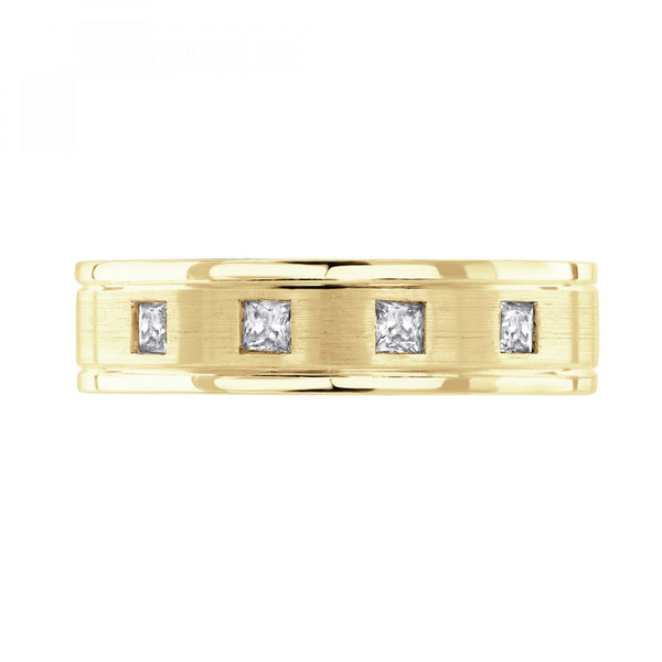 18ct yellow gold 6.0mm 0.32ct diamond set court wedding ring