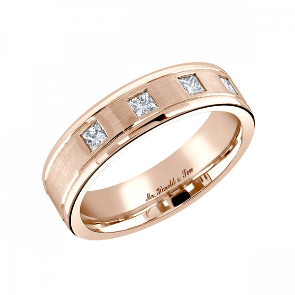18ct rose gold 6.0mm 0.32ct diamond set wedding ring