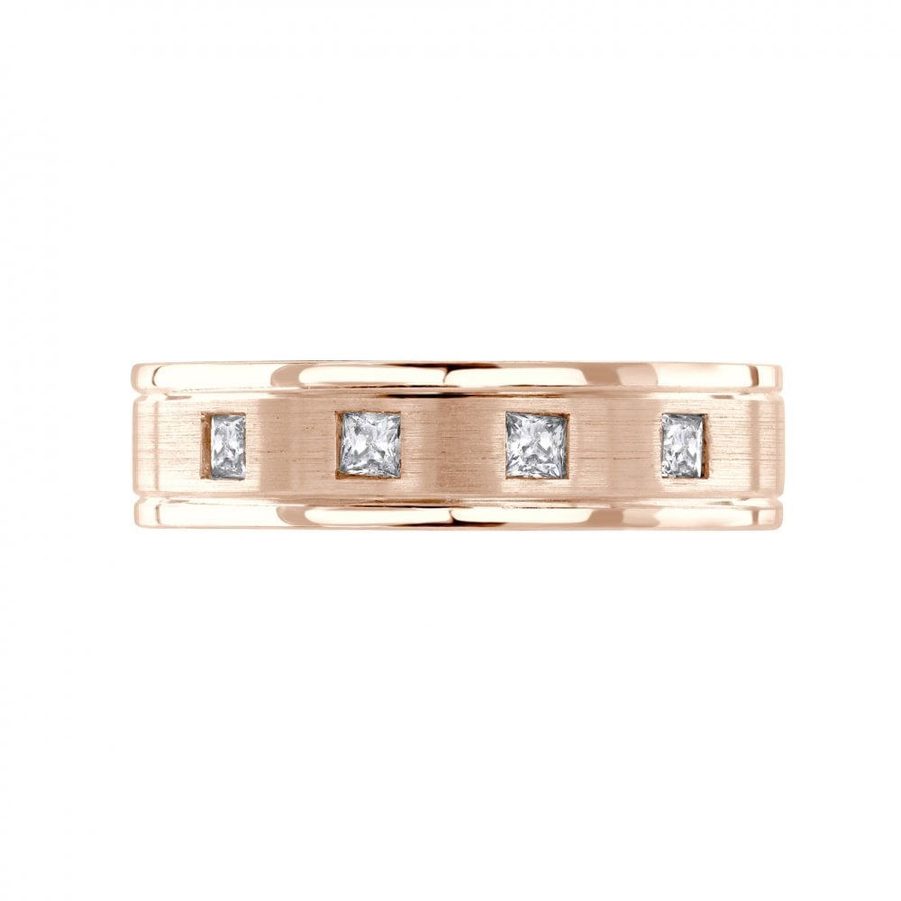 18ct rose gold 6.0mm 0.32ct diamond set wedding ring