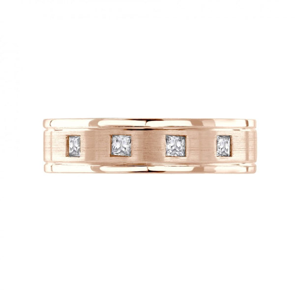 18ct rose gold 6.0mm 0.32ct diamond set wedding ring
