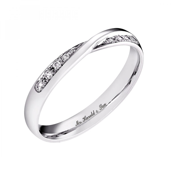 Platinum 3.0mm 0.07ct round diamond set twist design ring