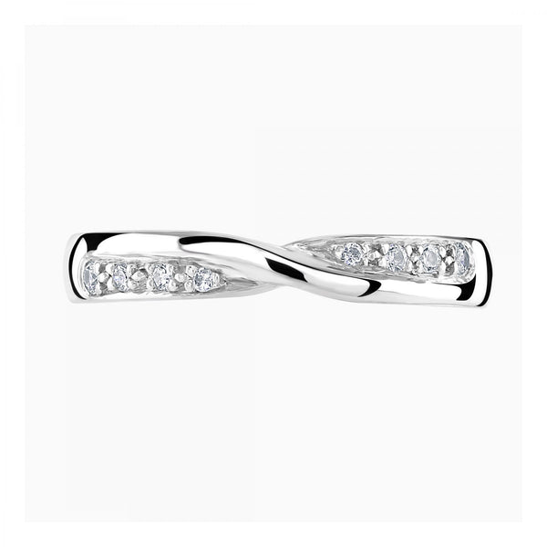 Platinum 3.0mm 0.07ct round diamond set twist design ring
