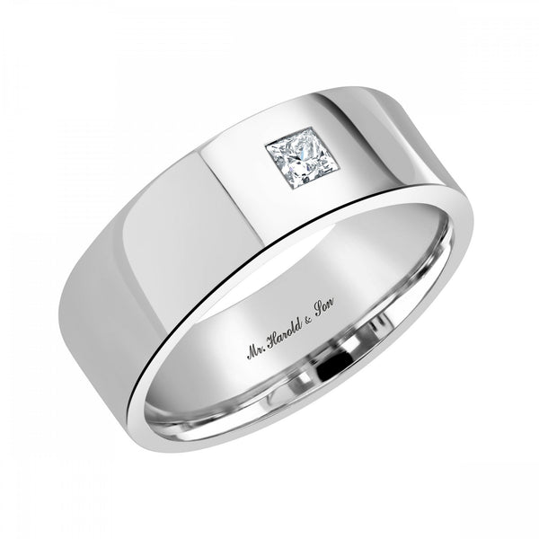 Platinum 8.0mm 0.30ct diamond flat extra heavy weight court ring