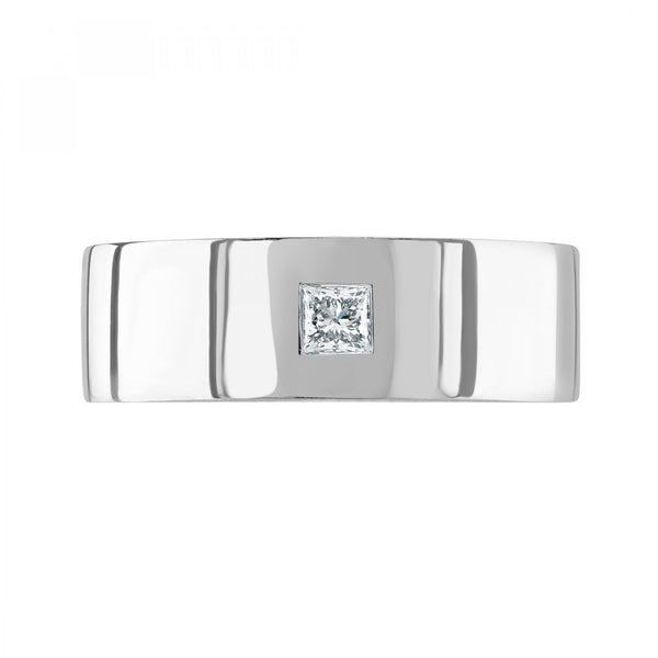 Platinum 8.0mm 0.30ct diamond flat extra heavy weight court ring