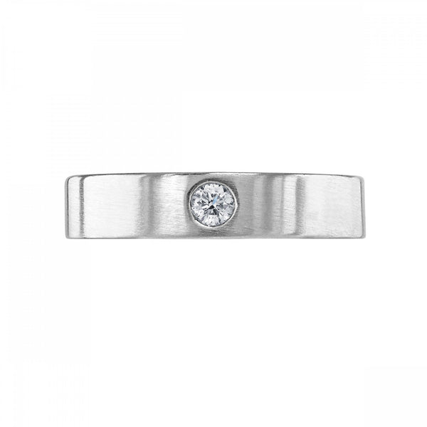 Platinum 5.0mm 0.12ct satin round diamond set heavy court ring