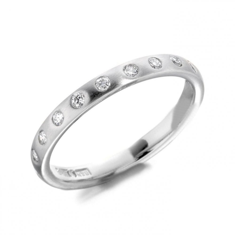 Platinum 0.15ct satin round brilliant diamond full eternity ring