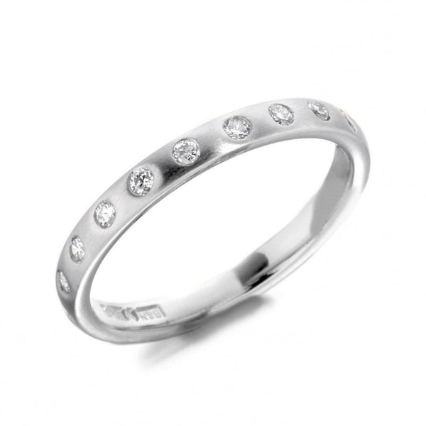 Platinum 0.15ct satin round brilliant diamond full eternity ring