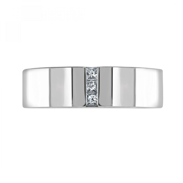 Platinum 7.0mm 0.15ct princess cut diamond set flat wedding ring