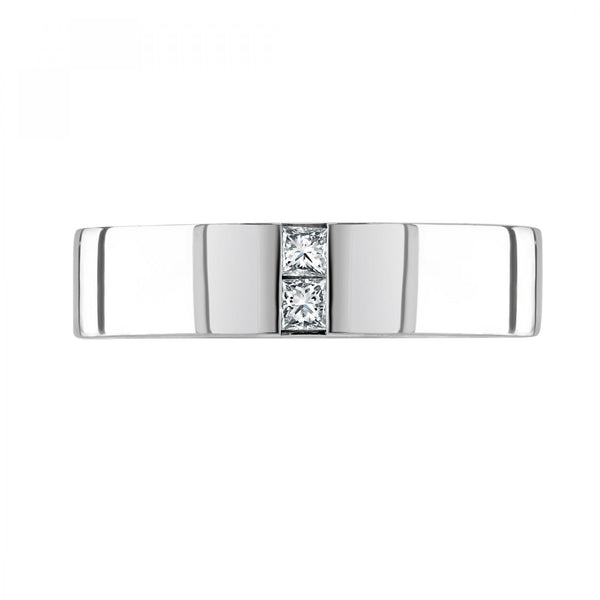 Platinum 4.5mm 0.10ct princess cut diamond set flat wedding ring