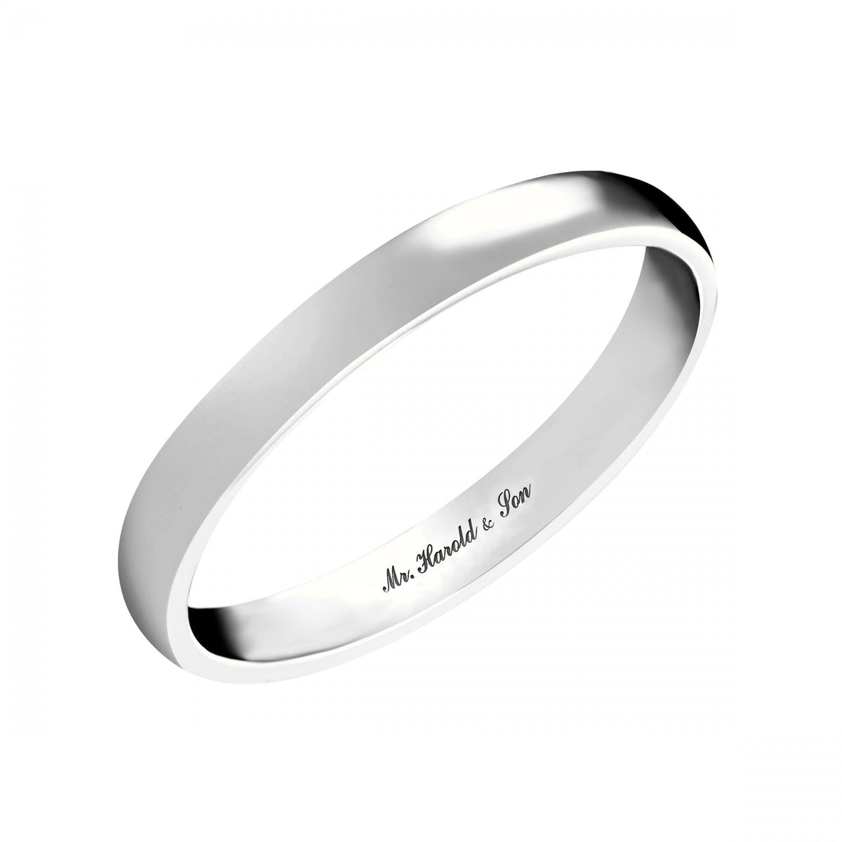 Platinum 2.0mm medium weight court wedding ring
