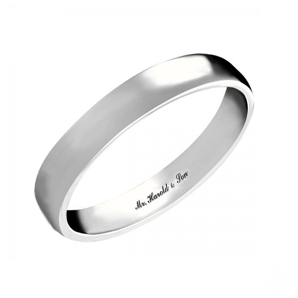 Platinum 3.0mm medium weight court wedding ring