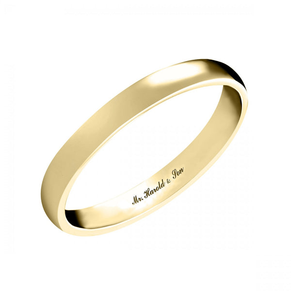 18ct yellow gold 2.0mm medium weight court wedding ring