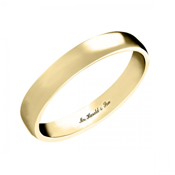 18ct yellow gold 3.0mm medium weight court wedding ring
