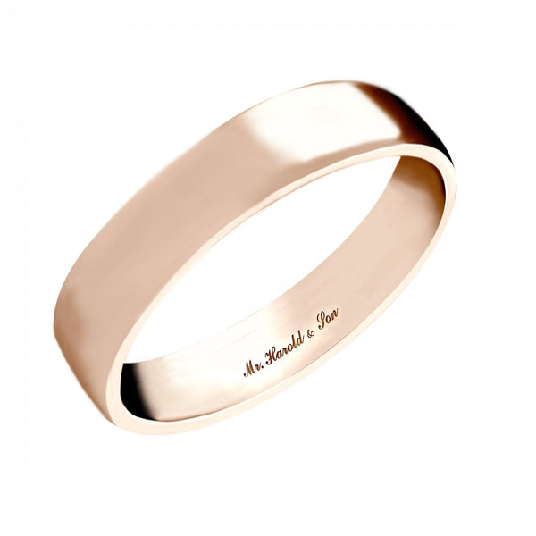 18ct rose gold 4.0mm heavy weight court wedding ring