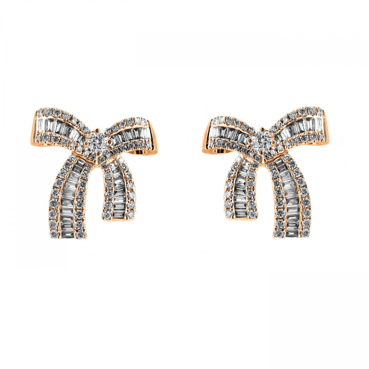 18ct rose gold 0.80ct bow shaped diamond cluster earrings