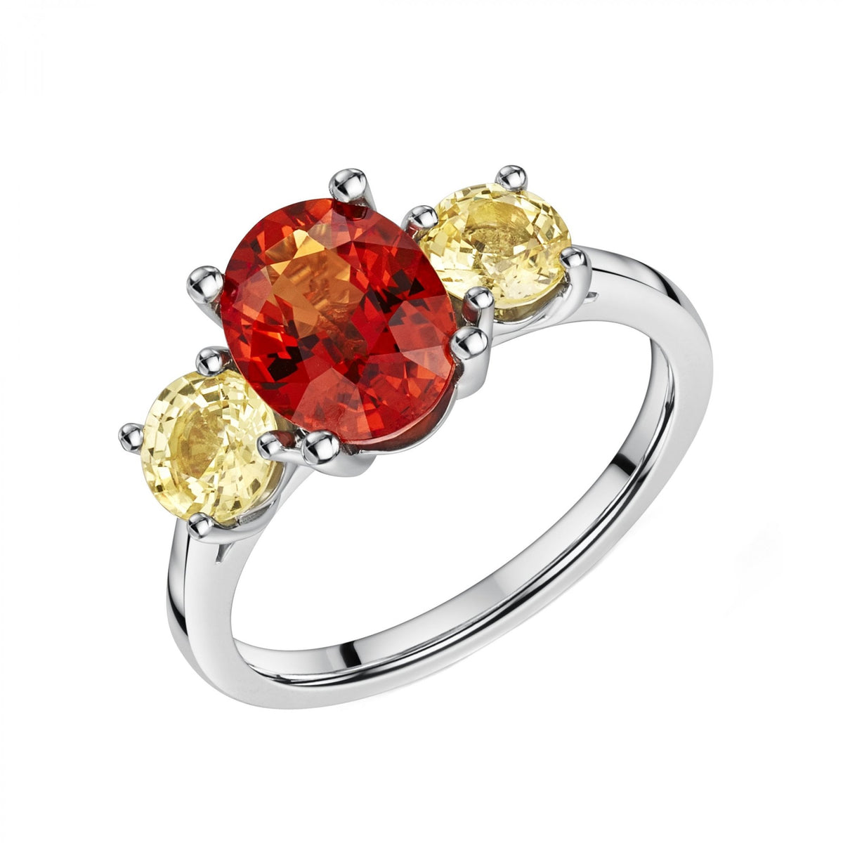 PLatinum 2.21ct orange sapphire & 1.18ct yellow sapphire ring