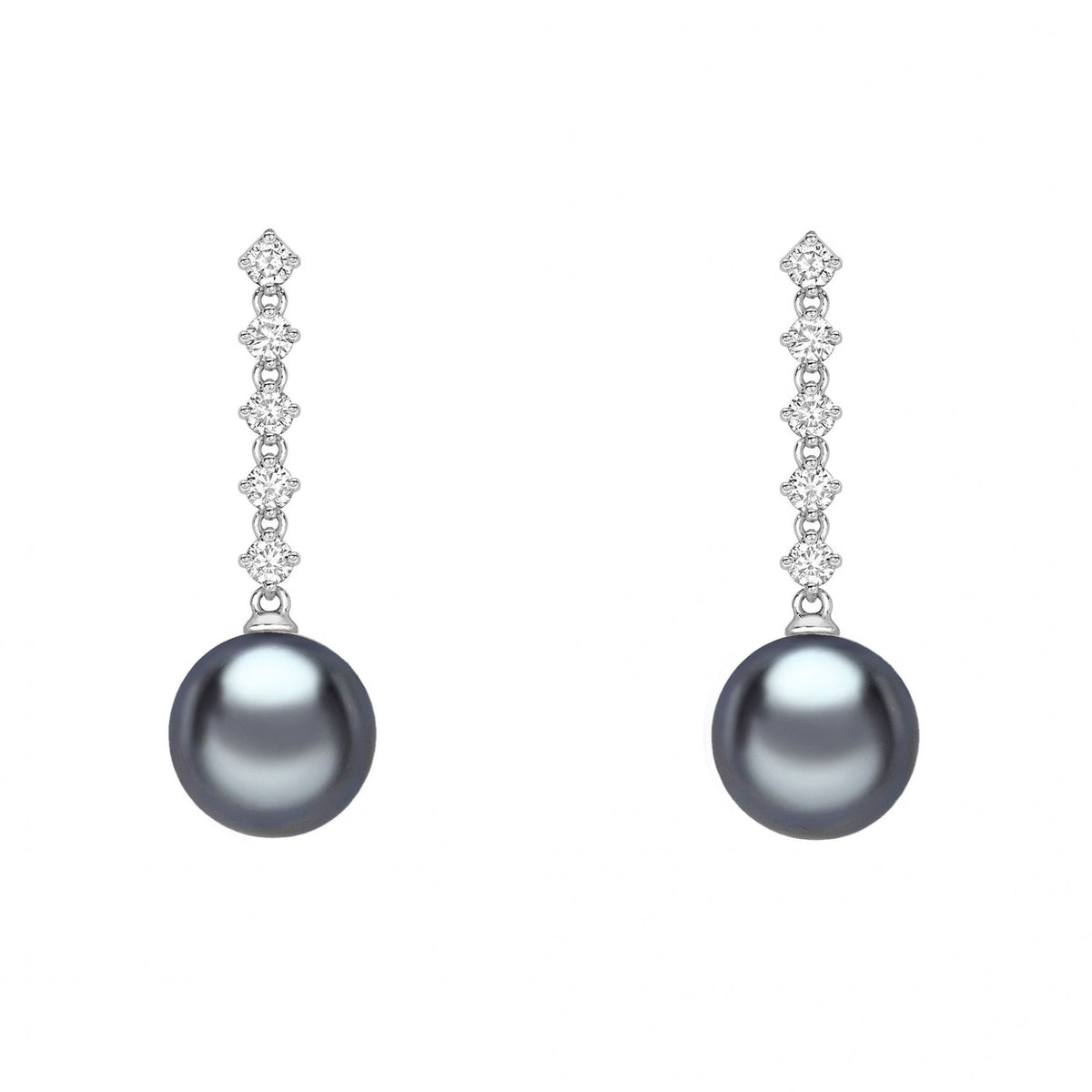 18ct white gold 8.5 x 9mm Tahitian pearl 0.45ct diamond earrings