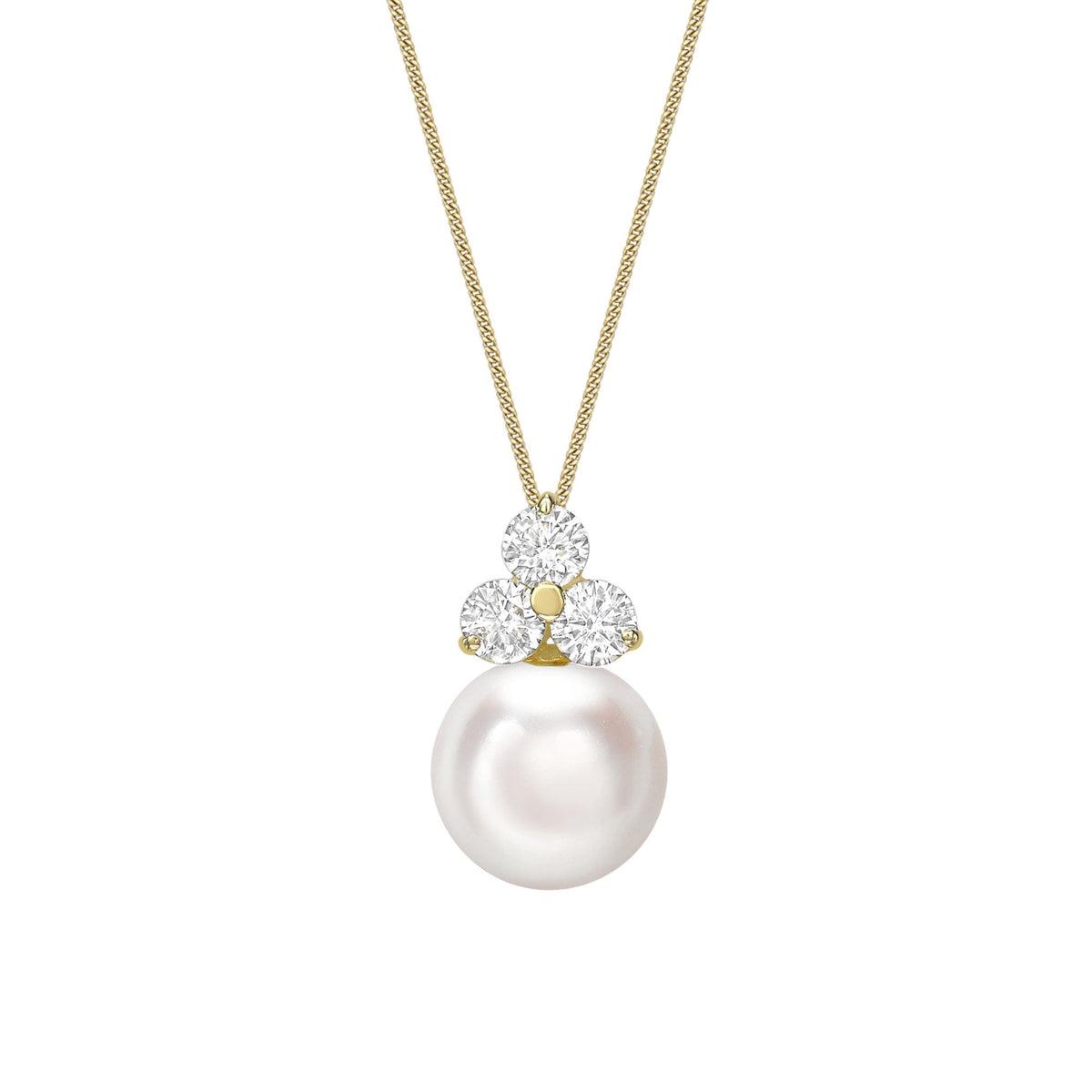 18ct yellow gold 8.5mm x 9mm Akoya pearl 0.20ct diamond pendant