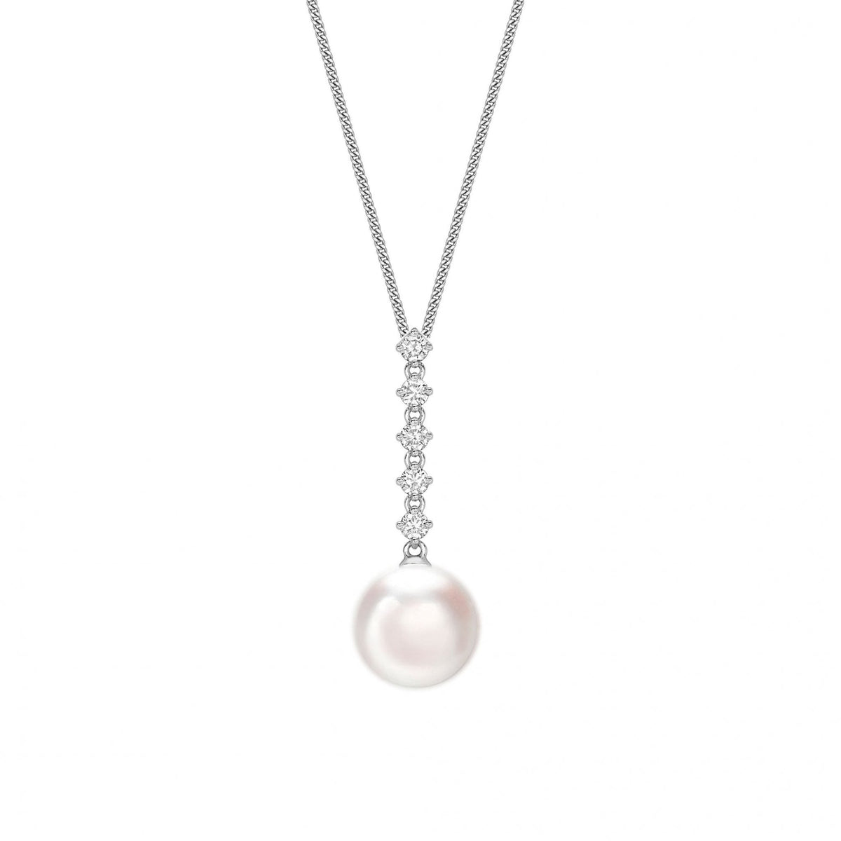 18ct white gold 8.5 x 9.0mm Akoya pearl 0.27ct diamond pendant