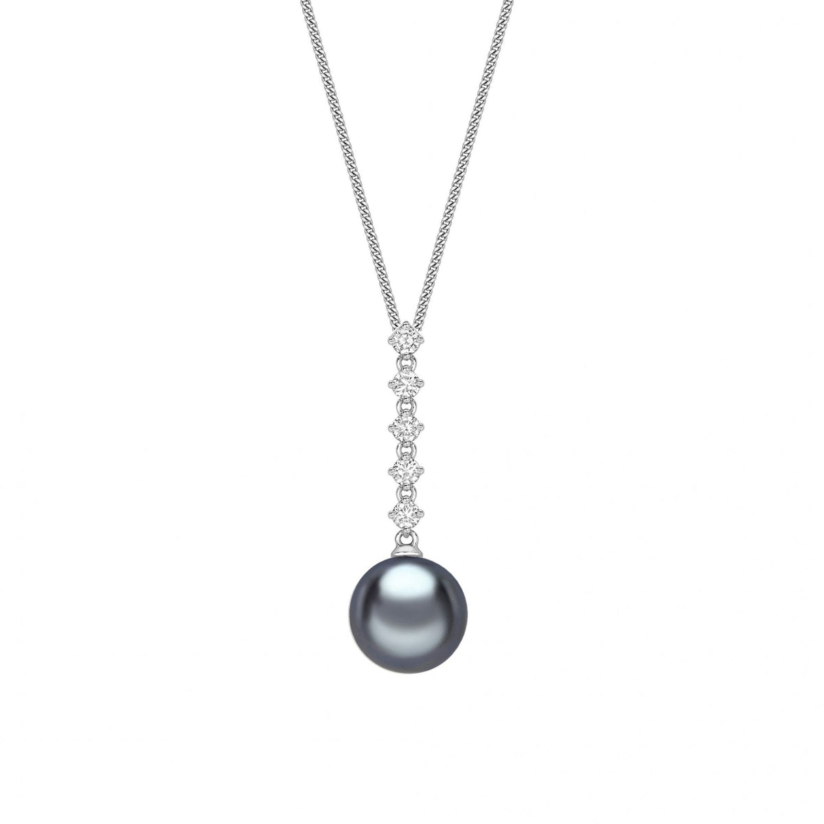 18ct white gold 8mm x 9mm Tahitian pearl 0.27ct diamond pendant