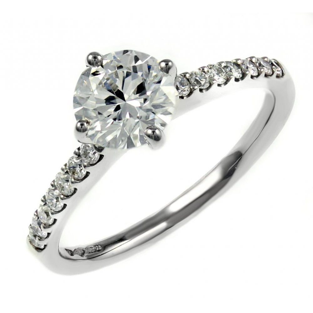 Platinum 0.70ct E VS2 GIA round brilliant cut diamond ring