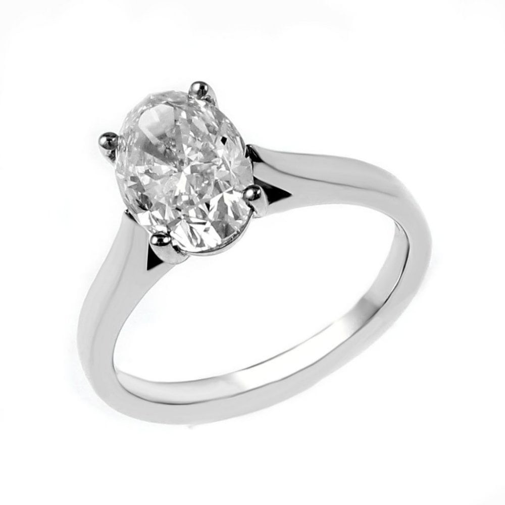 Platinum 2.01ct E VS2 GIA oval cut diamond ring