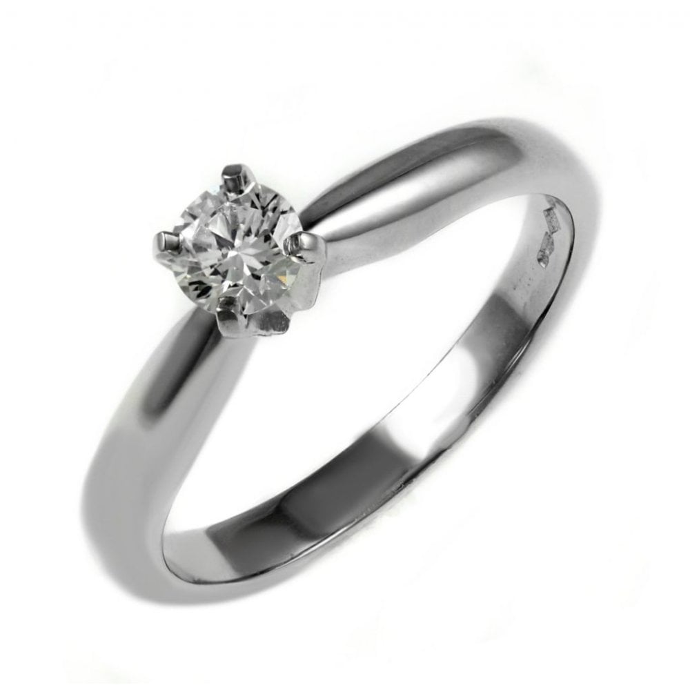 Platinum 0.30ct F VS1 GIA round brilliant cut diamond ring