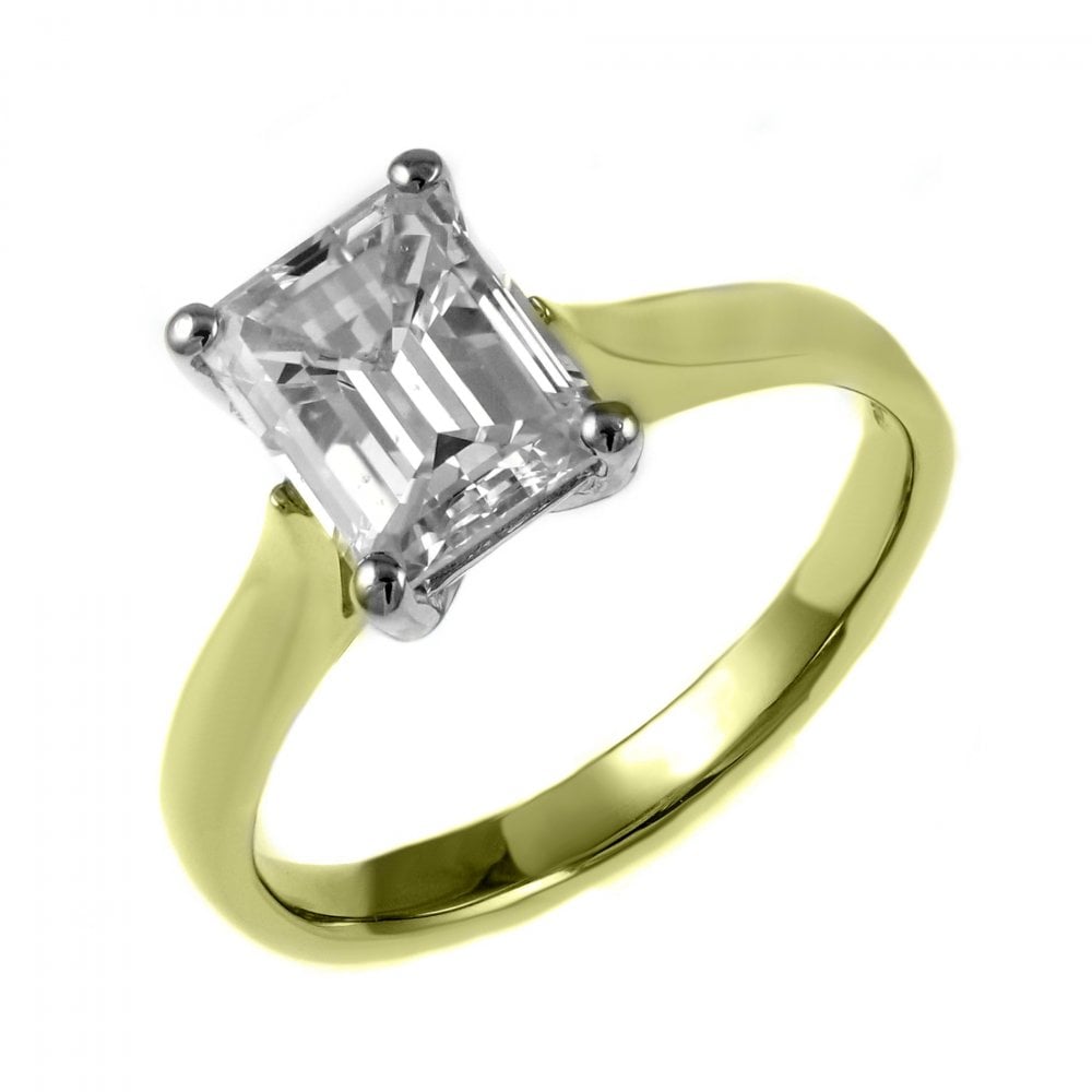 18ct yellow gold 2.00ct H VVS2 IGL emerald cut diamond ring