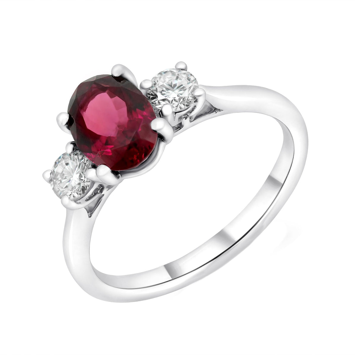 18ct white gold 1.19ct pink tourmaline & 0.34ct diamond ring