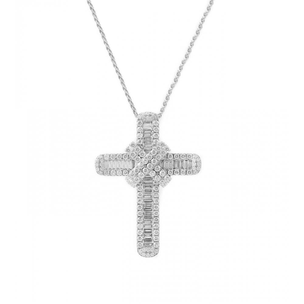 18ct white gold 4.95ct diamond cross pendant