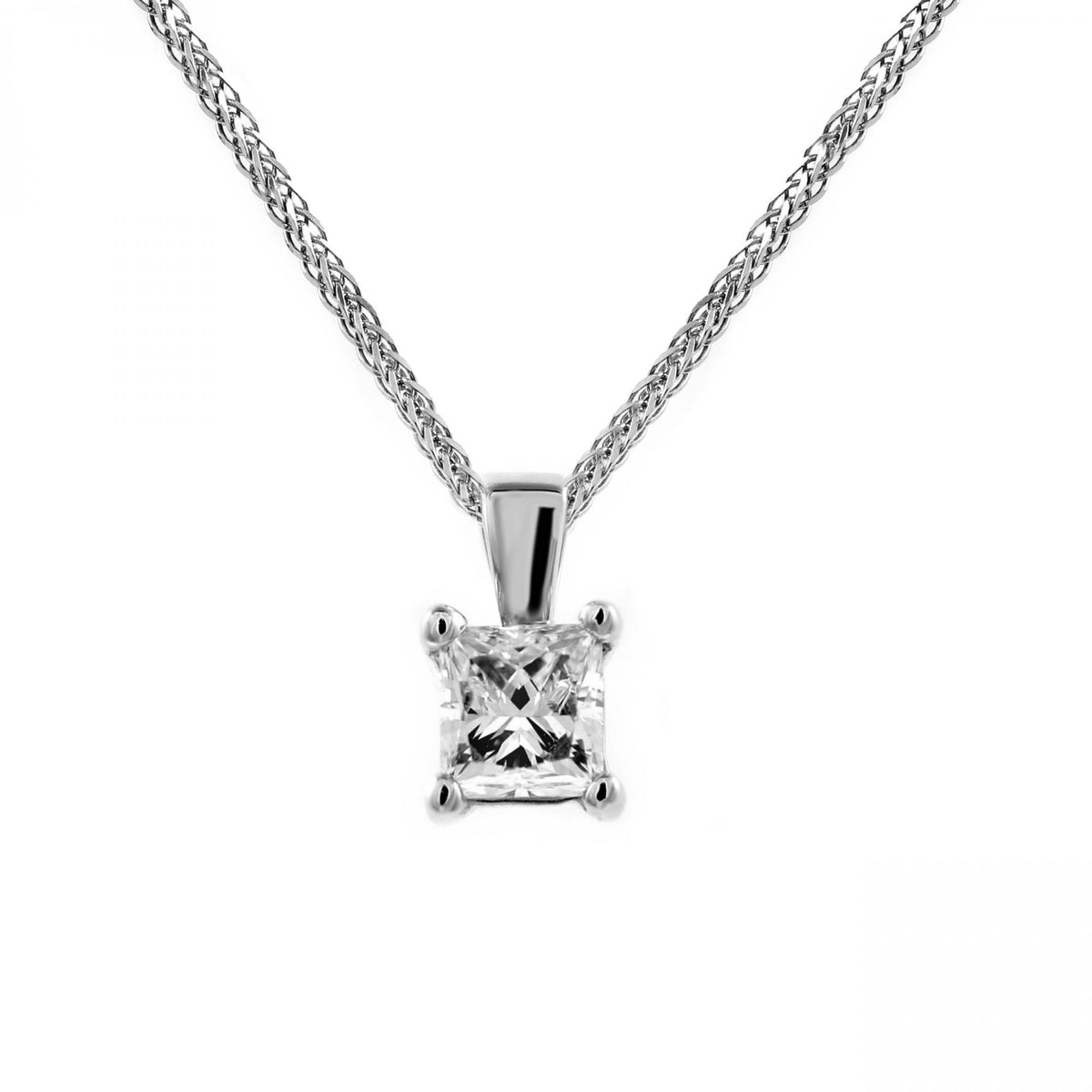 Platinum 1.05ct F SI1 GIA princess cut diamond pendant