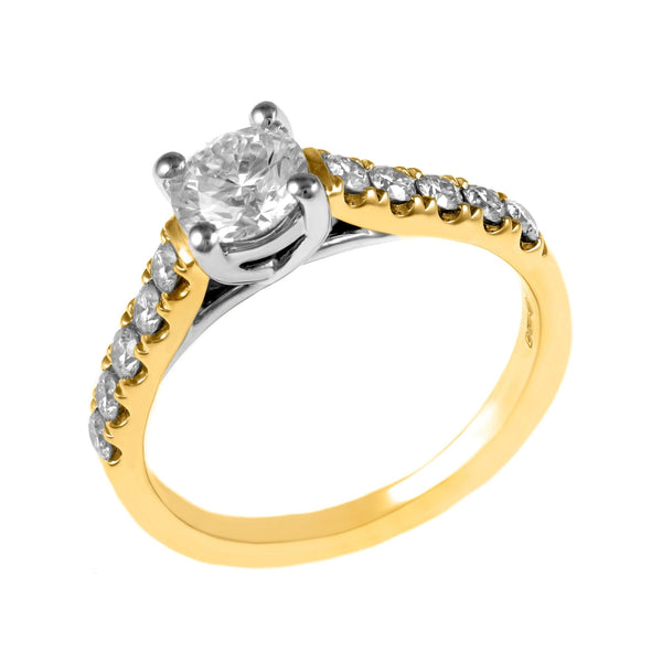 18ct yellow gold 1.01ct F SI1 GIA round brilliant diamond ring