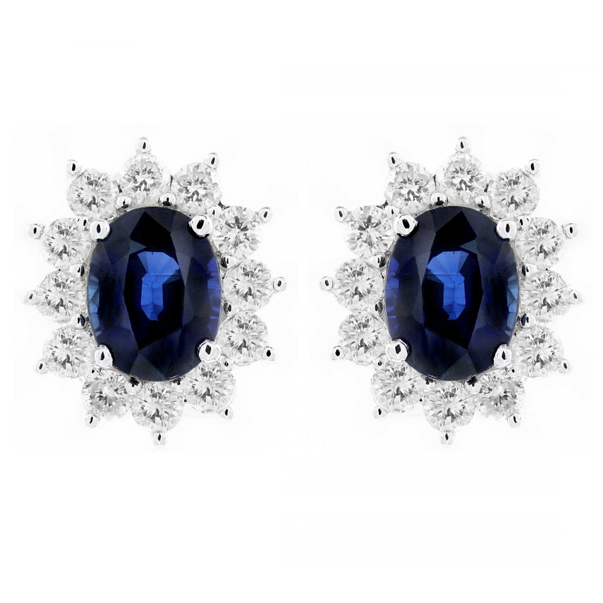 18ct white gold 4.95ct sapphire 2.02ct diamond cluster earrings