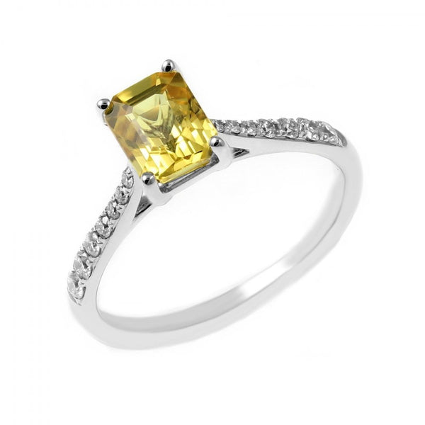 Platinum 1.51ct yellow sapphire & 0.20ct diamond ring