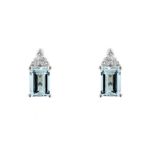 Platinum 1.08ct aquamarine & 0.11ct diamond stud earrings